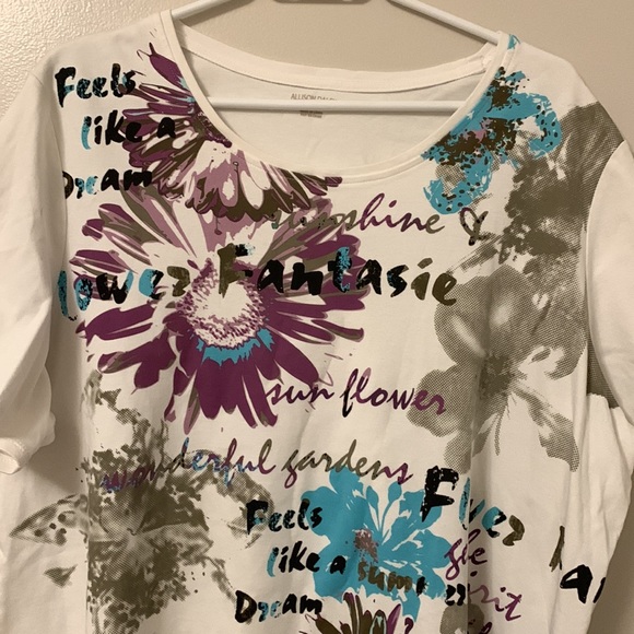 Allison Daley women’s T-shirt "Feels like a dream" floral print short sleeve, 3X - Picture 3 of 7